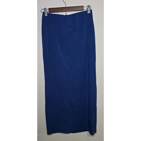 bobi Los Angeles Revolve Women's XS Blue Ruched Draped Midi Skirt Side Slit NWT - Picture 8 of 9